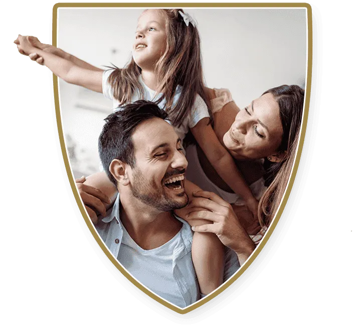 Shield icon with a family inside, representing Guardian Pest Control’s commitment to protecting Utah homes and families.